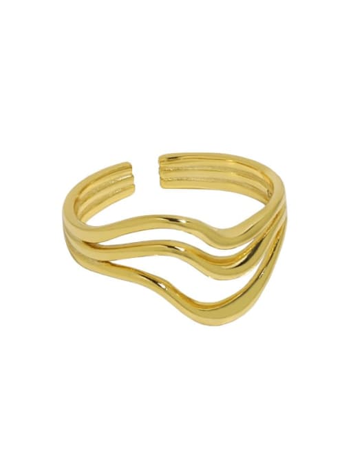 18K gold [No. 12 Adjustable] 925 Sterling Silver Irregular Minimalist Stackable Ring